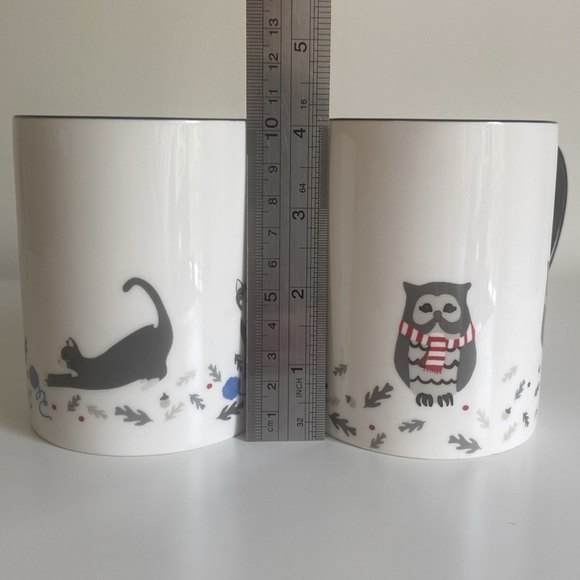 Martha Stewart Collection Winter Holiday Mugs Set of 2 Macy’s 2015 Cat Owl - Picture 8 of 12